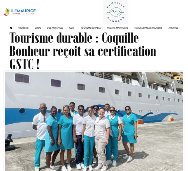 Tourisme durable : Coquille Bonheur received GSTC certification.